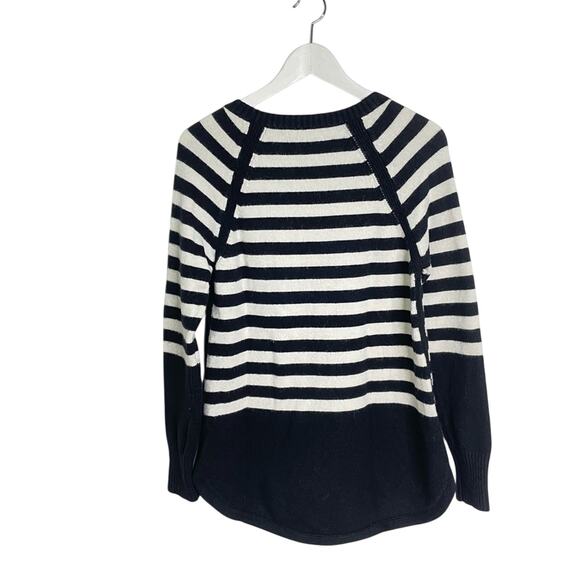 Anthropologie Rebekah Sz M Black White Striped Raglan Sleeve Knit Tunic Sweater - Picture 9 of 10